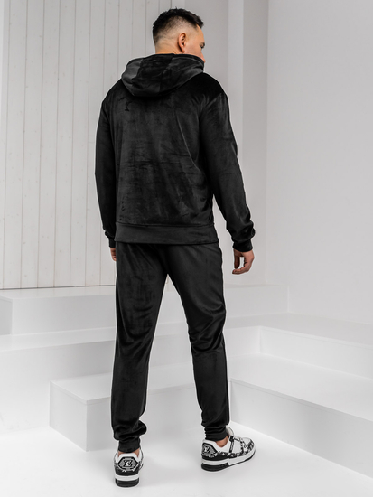 Uomo Completo sportivo in velluto con cappuccio Nero Bolf 8C1538A1