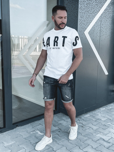 T-shirt bianca stampata da uomo in cotone Bolf 1180