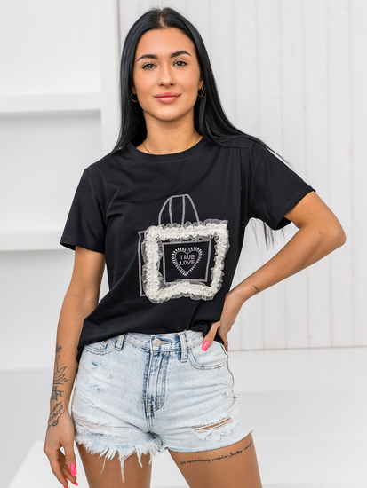 Donna T-shirt stampata Nero Bolf 97T2102