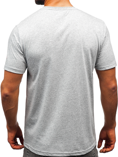 Uomo T-shirt in cotone con stampa Grigio Bolf 14741