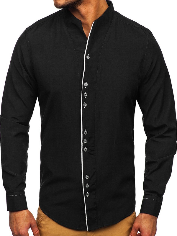 Camicia a manica lunga da uomo nera Bolf 5720