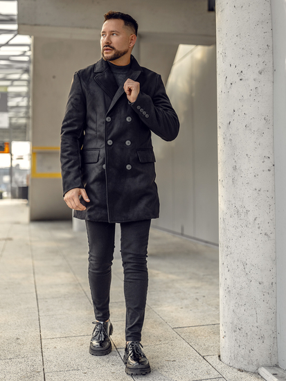 Cappotto invernale da uomo doppiopetto lungo nero Bolf 79B3A2-073