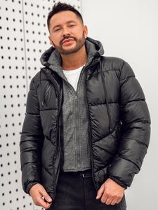 Giubbotto invernale trapuntato da uomo nero Bolf B2906