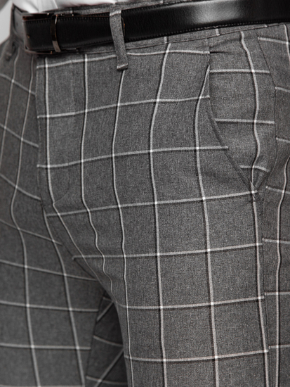 Uomo Pantaloni eleganti a quadri Antracite Bolf 0044