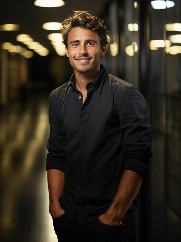 Camicia elegante da uomo a maniche lunghe Bolf 1703, nera