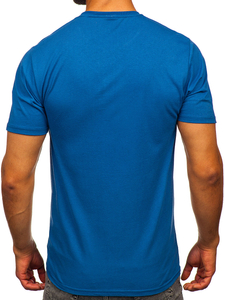 Uomo T-shirt in cotone con stampa Blu Bolf 5032