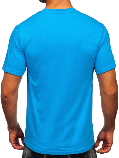 Uomo T-shirt in cotone con stampa Blu Bolf MPO3555