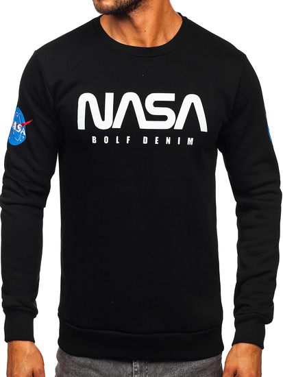 Felpa senza cappuccio e stampa da uomo nero BOLF 146955