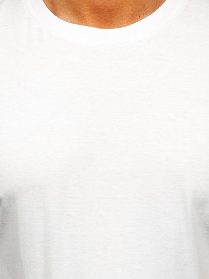 T-shirt da uomo in cotone bianco senza stampa Bolf 192397