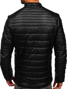 Giacca in pelle tipo biker da uomo nera Bolf EX940