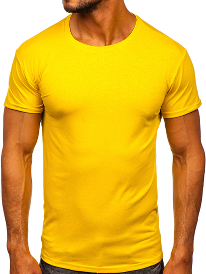 T-shirt senza stampa da uomo giallo scuro Bolf 2005