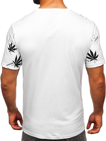 T-shirt in cotone con stampa da uomo bianca Bolf 14744