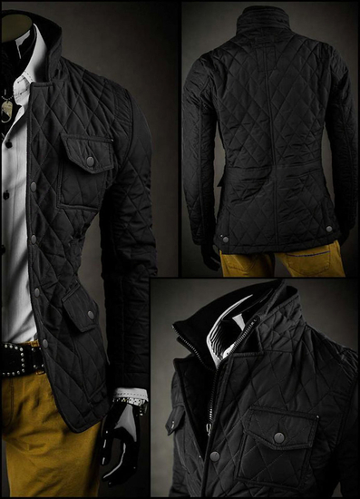 Giacca elegante trapuntata da uomo nera Bolf 802A