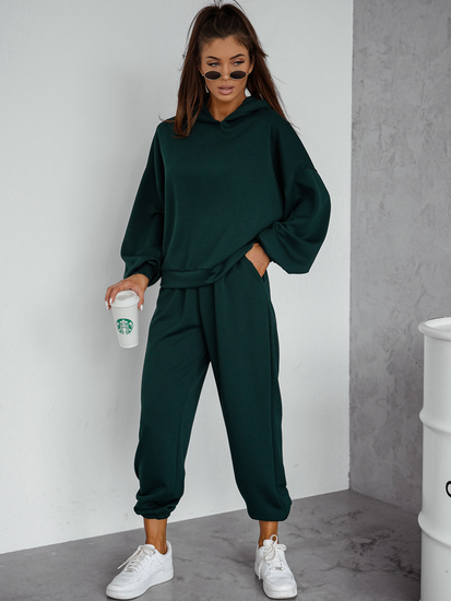 Completo due pezzi con felpa con cappuccio da donna rosa bottiglia Bolf 525