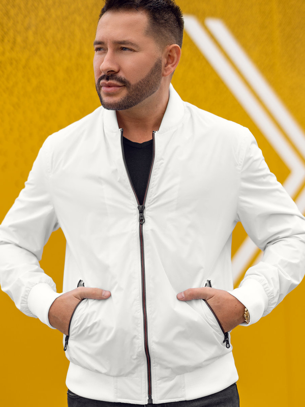 Giacca mezza stagione tipo bomber da uomo bianca Bolf 7116A
