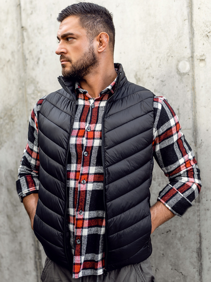 Gilet trapuntato da uomo nero Bolf 13073A