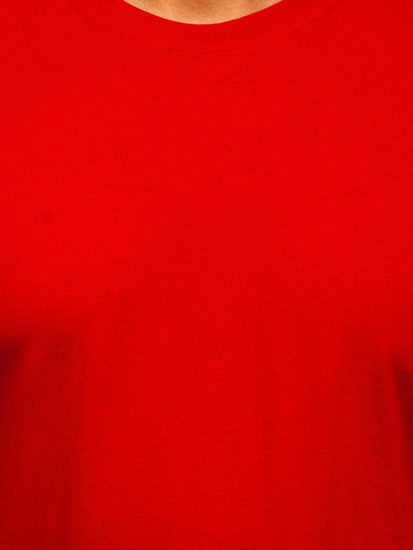 Maglietta da uomo in cotone rosso senza stampa Bolf 192397