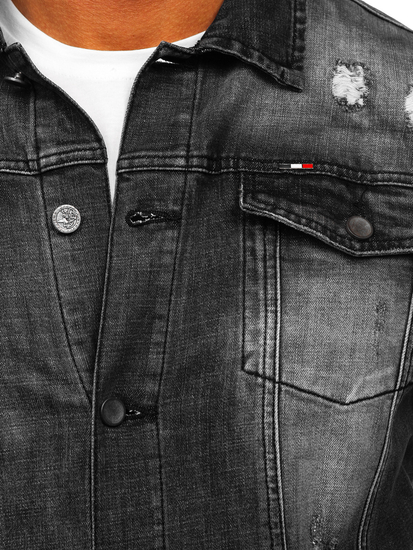 Giacca in denim da uomo nera Bolf MJ511G