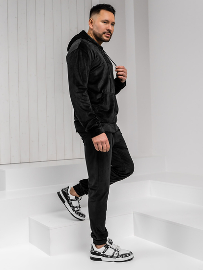 Uomo Completo sportivo in velluto con cappuccio Nero Bolf 8C1538A1