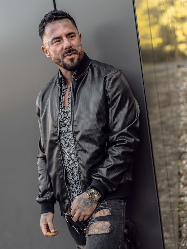 Uomo Giubbotto bomber in pelle Nero Bolf 7110A2