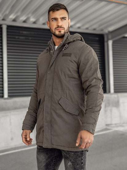 Giubbotto parka invernale in cotone da uomo khaki Bolf EX838A