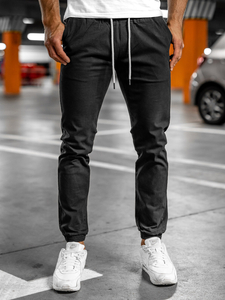Pantaloni tipo jogger da uomo neri Bolf 1145