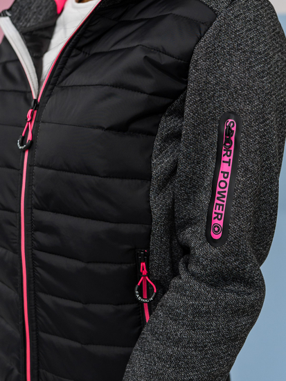 Felpa trapuntata con cappuccio da donna nera Bolf KSW4001