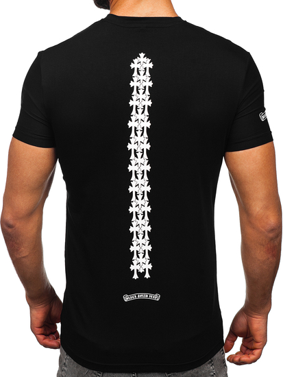 T-shirt con tasca con stampa da uomo nera Bolf MT3044