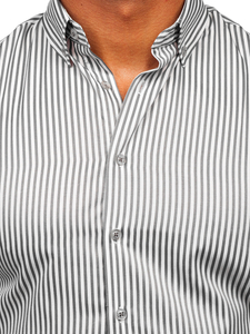 Camicia a righe a maniche lunghe da uomo grigia Bolf 22731