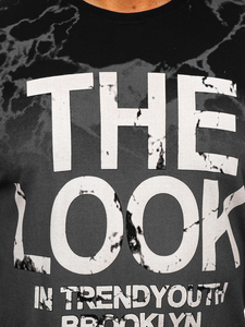 Uomo T-shirt in cotone con stampa Nero Bolf 627