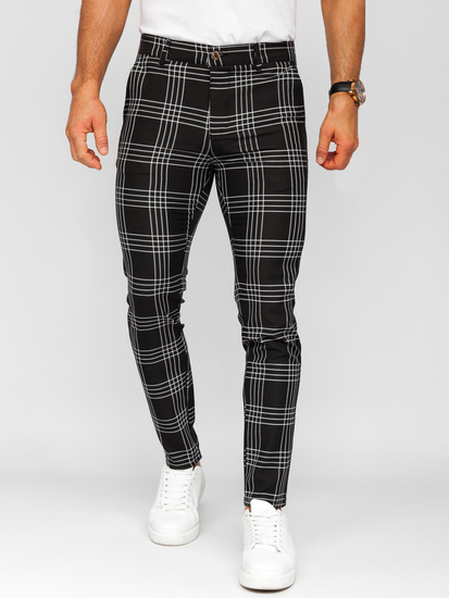 Uomo Pantaloni eleganti a quadri Nero Bolf 184160