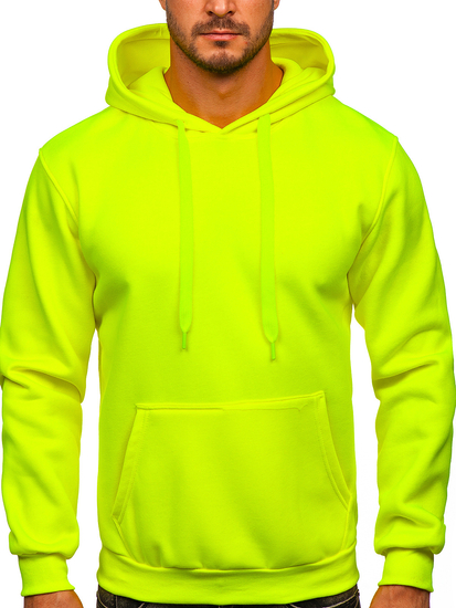 Felpa con cappuccio a canguro da uomo giallo-fluorescente Bolf 1004