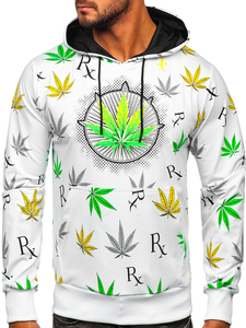 Felpa con cappuccio con stampa da uomo bianca Bolf HM612