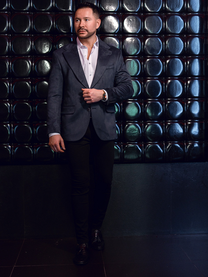 Giacca da uomo in velluto blu navy Bolf 24410