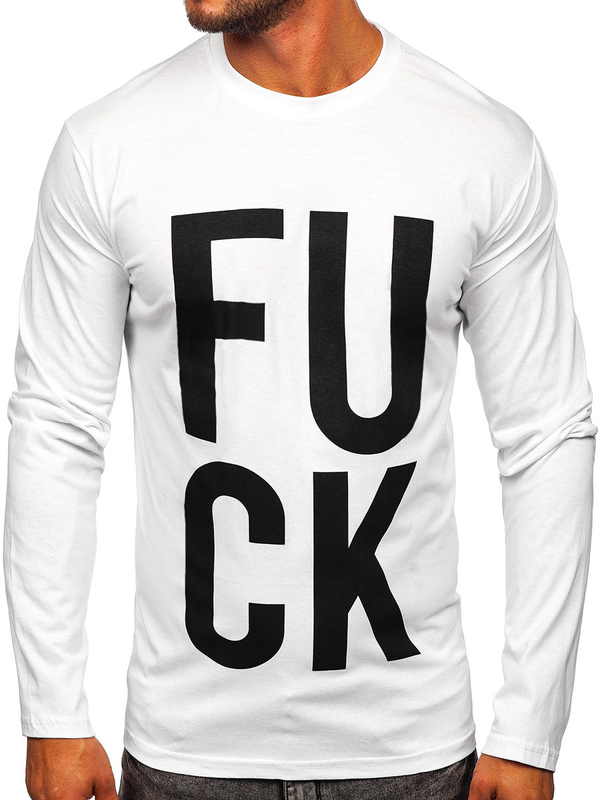 Longsleeve con stampa da uomo bianca Bolf 146740
