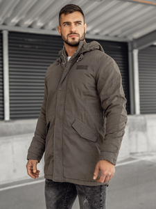 Giubbotto parka invernale in cotone da uomo khaki Bolf EX838A