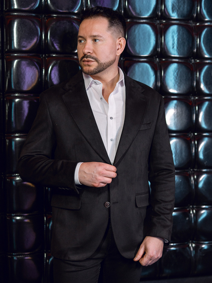 Giacca da uomo in velluto nera Bolf 24410