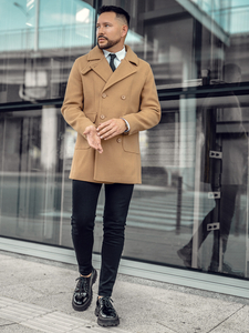 Cappotto invernale da uomo doppiopetto corto color cammello Bolf 11Z8215A