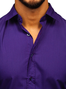 Camicia elegante da uomo viola a maniche lunghe Bolf 1703