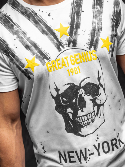 T-shirt con stampa da uomo bianca Bolf Y70006