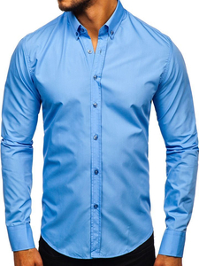 Camicia elegante a manica lunga da uomo celeste Bolf 5821