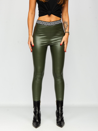 Leggings in similpelle da donna khaki Bolf MY16572