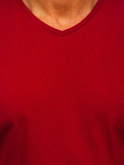 Maglietta da uomo bordeaux con scollo a V Bolf 192131