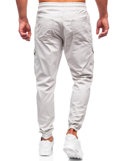 Pantaloni jogger in tessuto tipo cargo da uomo beige Bolf 384