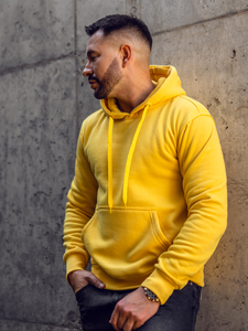 Felpa con cappuccio con tasca a canguro da uomo giallo chiara Bolf 2009A