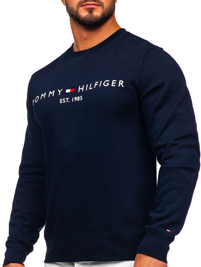 Felpa con stampa senza cappuccio da uomo Tommy Hilfiger blu MW0MW11596