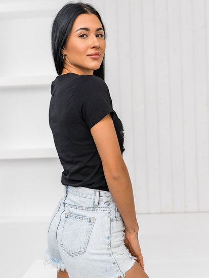 Donna T-shirt stampata Nero Bolf 96T620