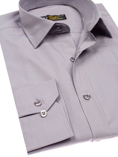 Camicia elegante da uomo grigia a maniche lunghe Bolf 1703