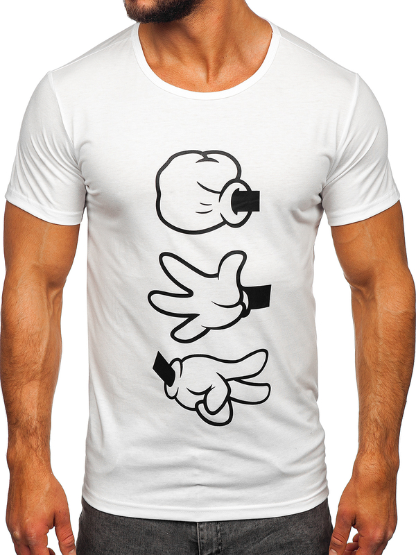 T-shirt con stampa da uomo bianca Bolf KS1997