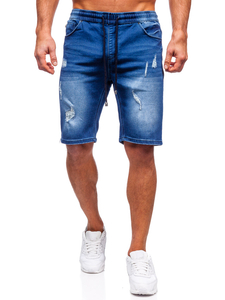 Pantaloncini blu navy da uomo in denim Bolf MP00601BS